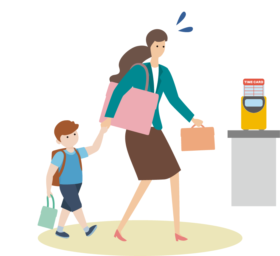 子どもに持たせるものが多いから、手がふさがって。入口でアタフタ。